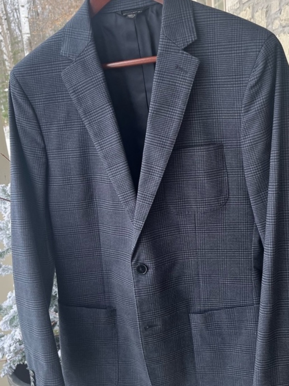 Banana Republic Men's Navy Charcoal Checkered Jacket size 38 R/S NWOT